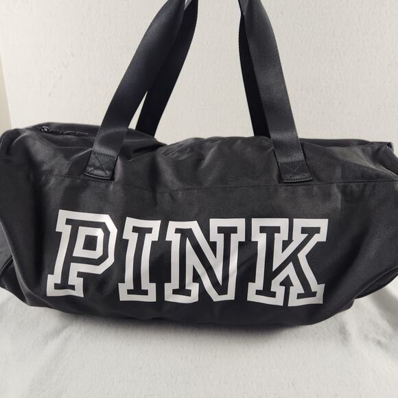 Victoria's Secret Handbags - Victoria's Secret Pink Love Logo Large Black Overnight Duffle Gym Bag